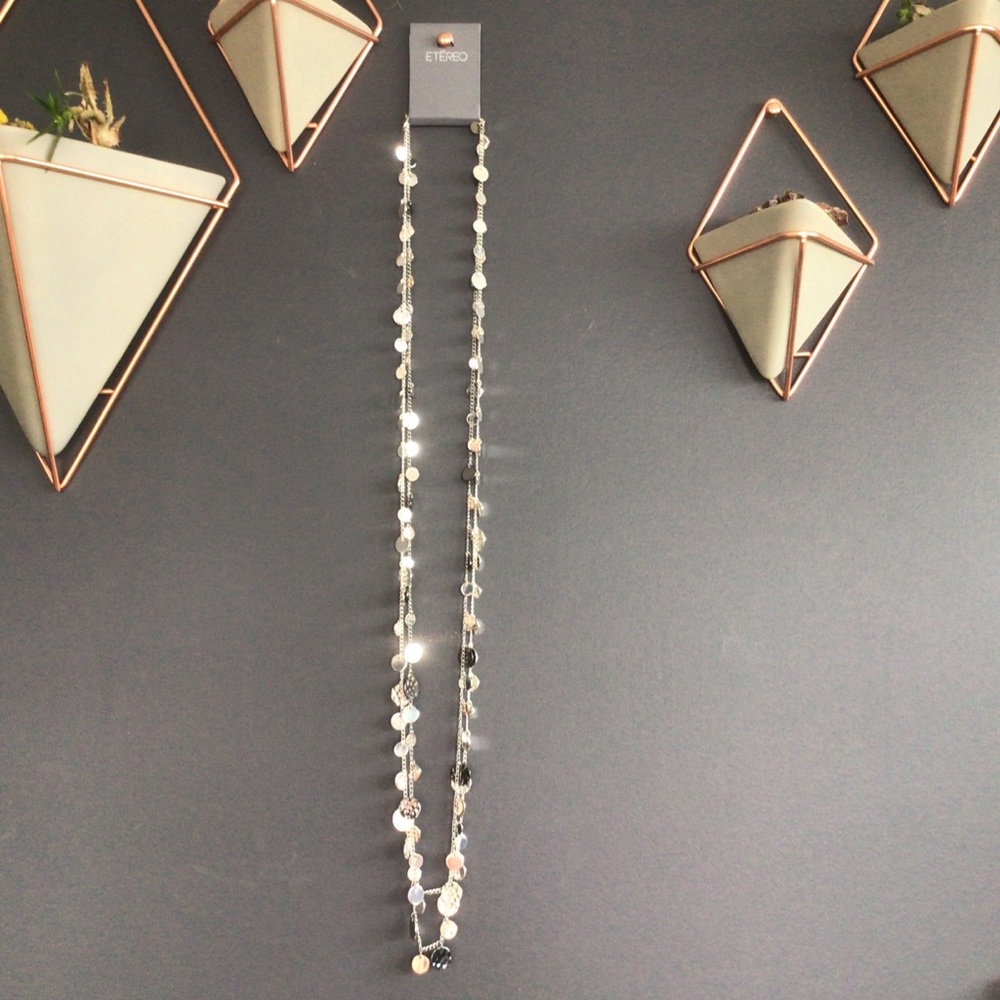 Etereo Long Double Strand Silver Necklace